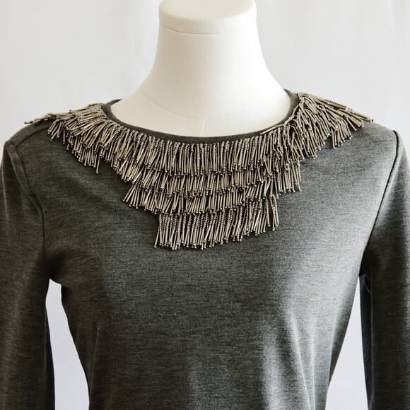 Armani Exchange y2k  metallic beaded Gray bodycon dress size S - Picture 4 of 6